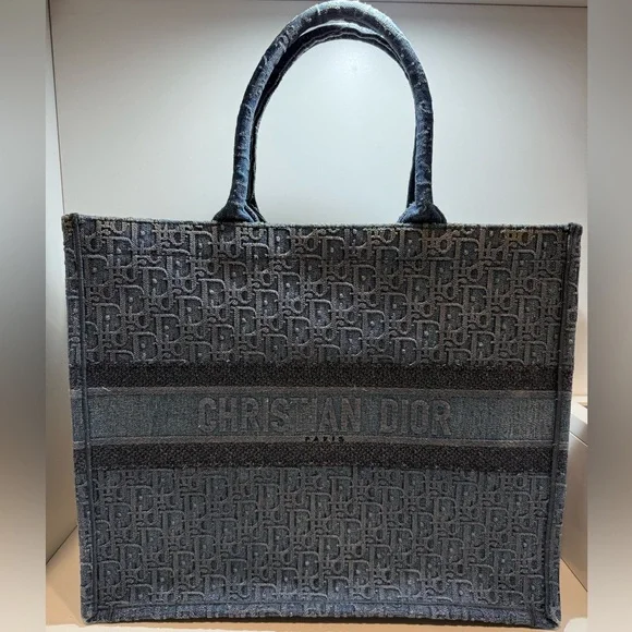 Christian Dior Large Denim Book Tote - Picture 1 of 15